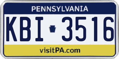 PA license plate KBI3516