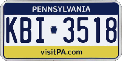 PA license plate KBI3518