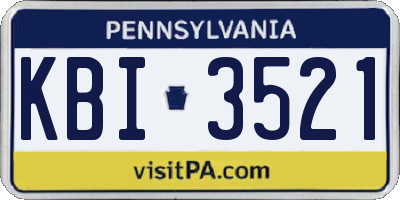 PA license plate KBI3521
