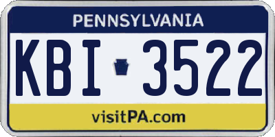 PA license plate KBI3522