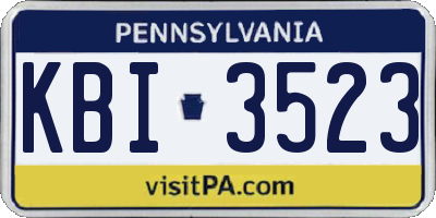 PA license plate KBI3523