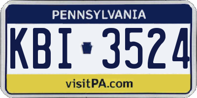 PA license plate KBI3524