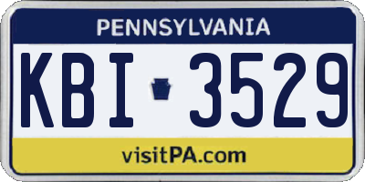 PA license plate KBI3529