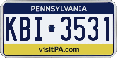 PA license plate KBI3531
