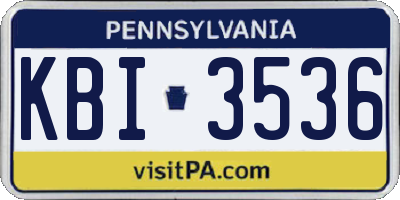PA license plate KBI3536
