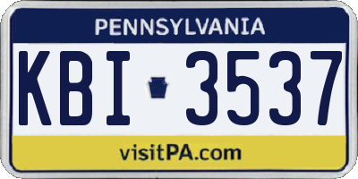 PA license plate KBI3537
