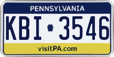 PA license plate KBI3546