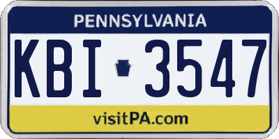 PA license plate KBI3547