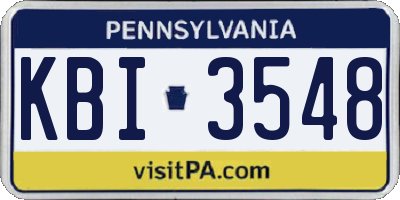 PA license plate KBI3548