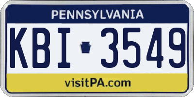 PA license plate KBI3549
