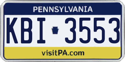 PA license plate KBI3553