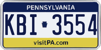 PA license plate KBI3554