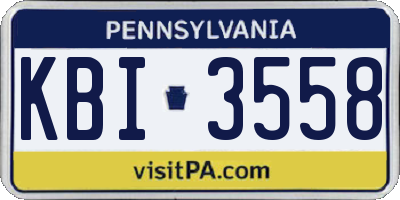 PA license plate KBI3558