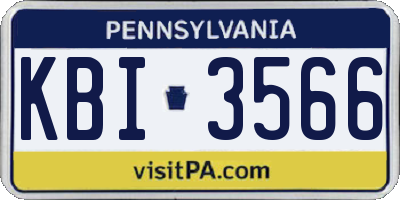 PA license plate KBI3566