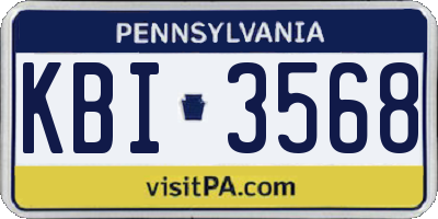 PA license plate KBI3568
