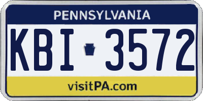 PA license plate KBI3572