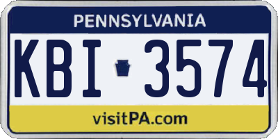 PA license plate KBI3574