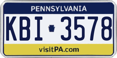 PA license plate KBI3578