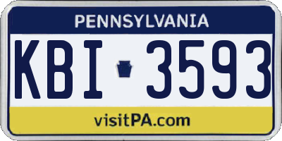 PA license plate KBI3593