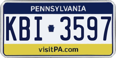 PA license plate KBI3597
