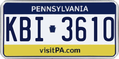 PA license plate KBI3610