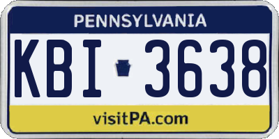 PA license plate KBI3638