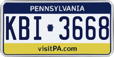 PA license plate KBI3668