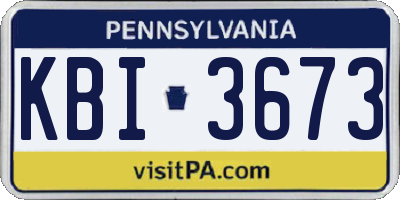 PA license plate KBI3673