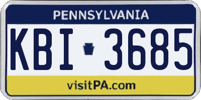 PA license plate KBI3685