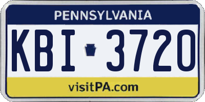 PA license plate KBI3720