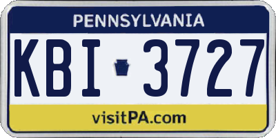 PA license plate KBI3727
