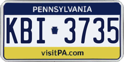 PA license plate KBI3735