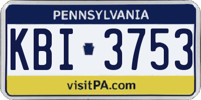 PA license plate KBI3753