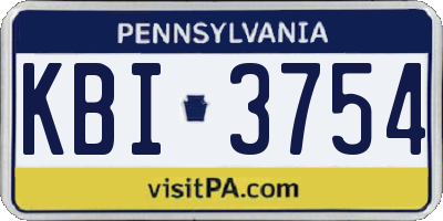 PA license plate KBI3754