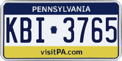 PA license plate KBI3765