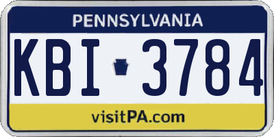 PA license plate KBI3784