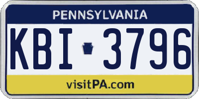 PA license plate KBI3796