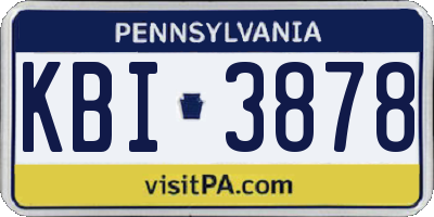 PA license plate KBI3878