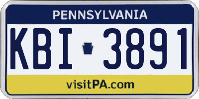 PA license plate KBI3891