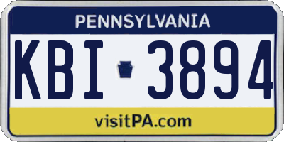 PA license plate KBI3894