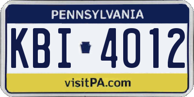 PA license plate KBI4012