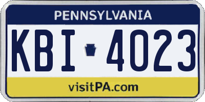 PA license plate KBI4023