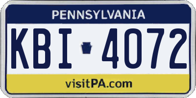 PA license plate KBI4072