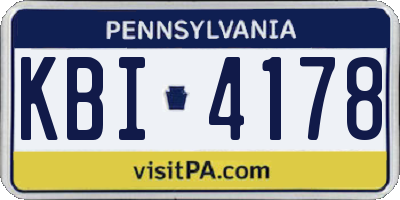 PA license plate KBI4178