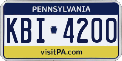 PA license plate KBI4200