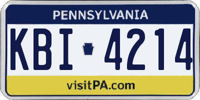 PA license plate KBI4214