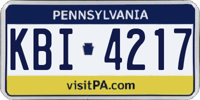 PA license plate KBI4217