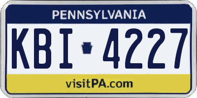 PA license plate KBI4227