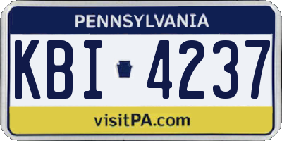 PA license plate KBI4237
