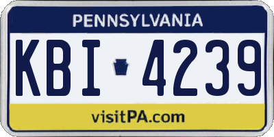 PA license plate KBI4239